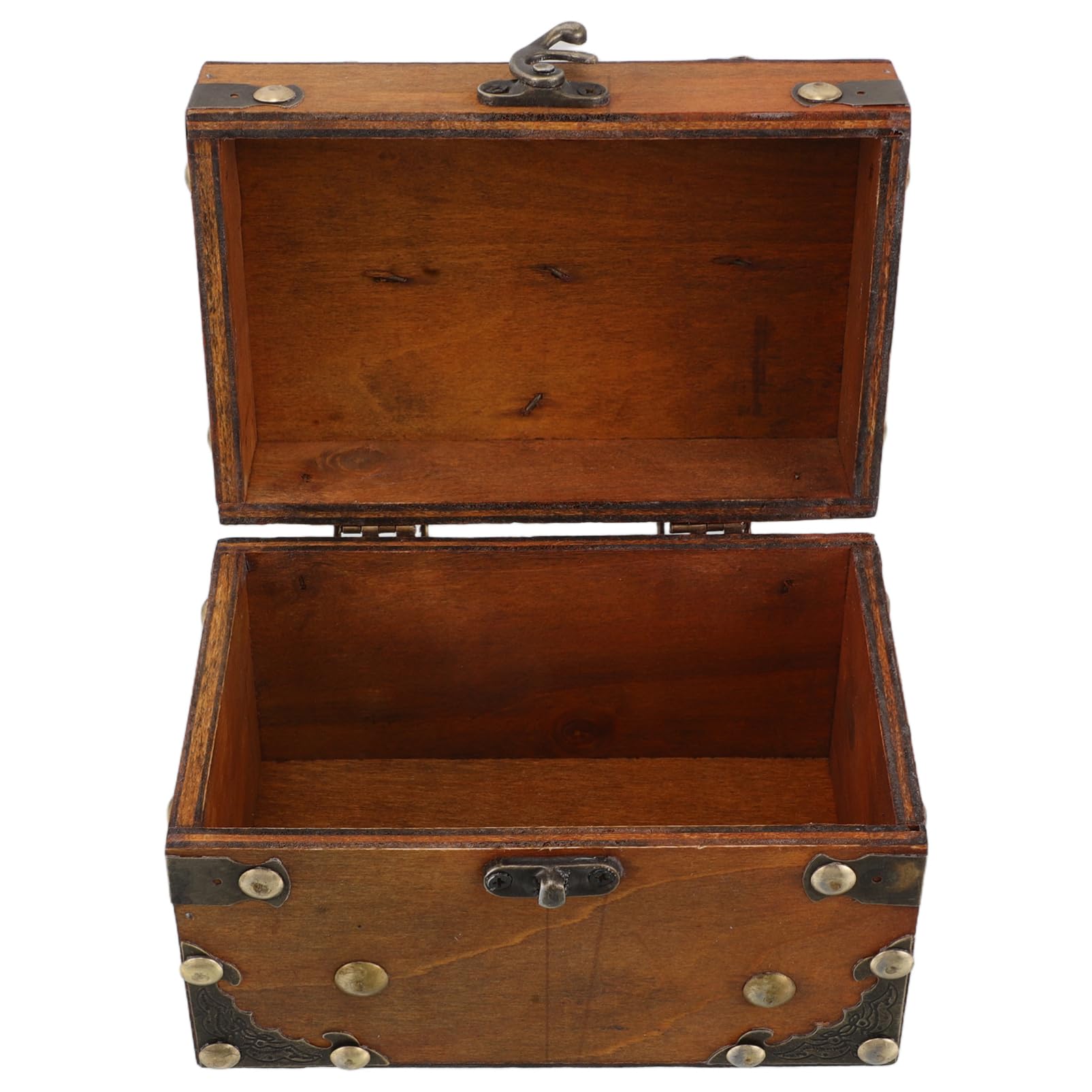 Beavorty Vintage Style Wooden Storage Box with Lock Decorative Makeup Organizer Small Wooden Antique Jewelry Box for Home