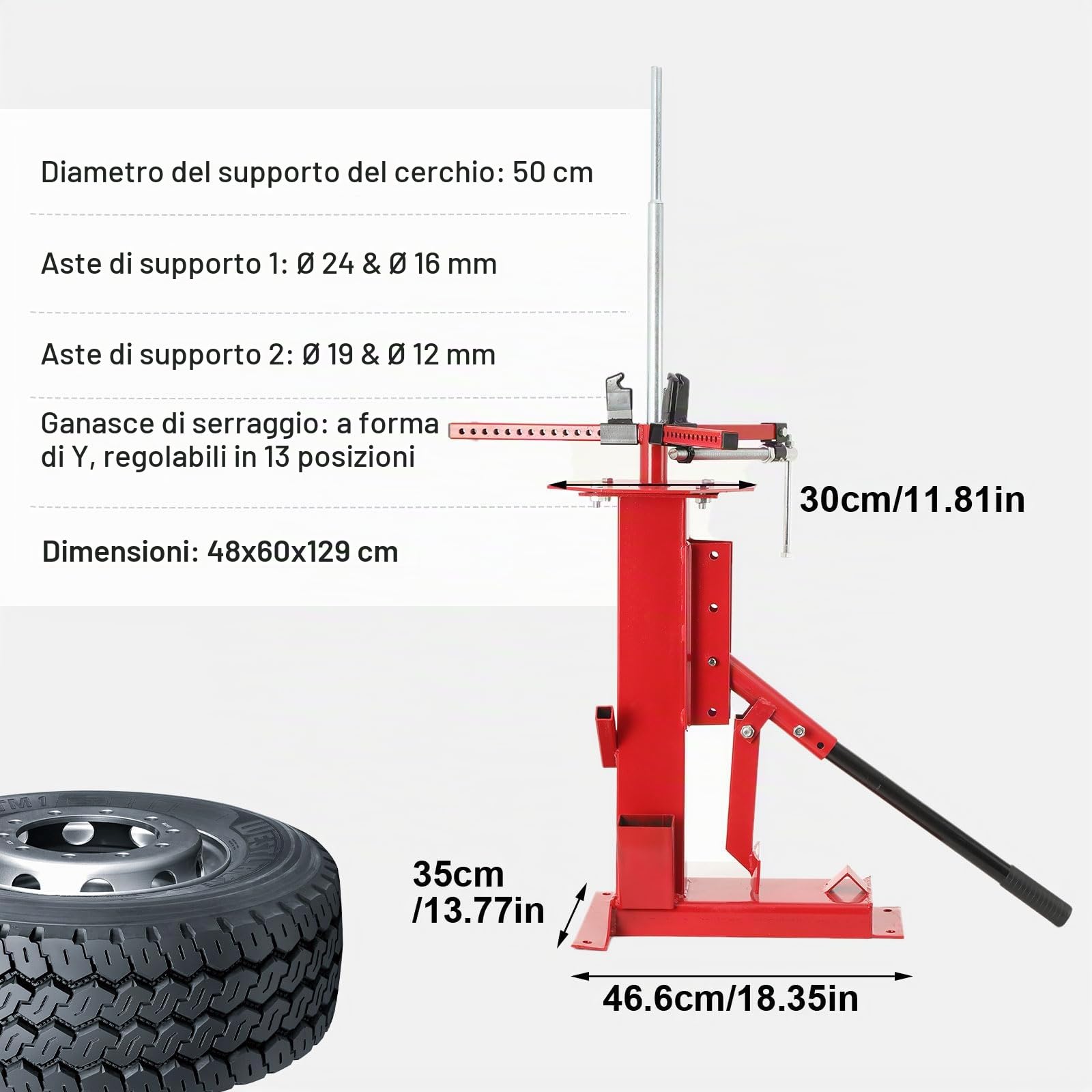 Smontagomme Universale Manuale per Pneumatici, Kit di Attrezzi Smontagomme Manuale con Staffa per Autocarro ATV Pneumatici Dimensioni Compatibili 4" a 17"