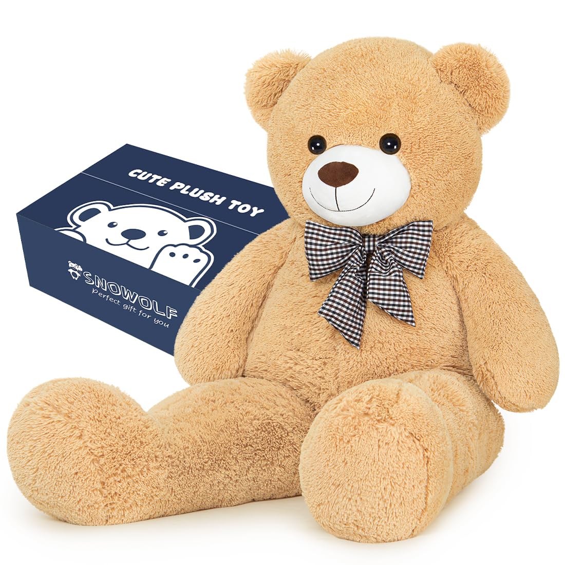 Giant Teddy Bear 55" Stuffed Animals Plush Toy, Cute Life Size Big Soft Bear for Boy Girl Birthday Valentine Mother's Day, 7 LBs, 140 CM, Lihgt Brown