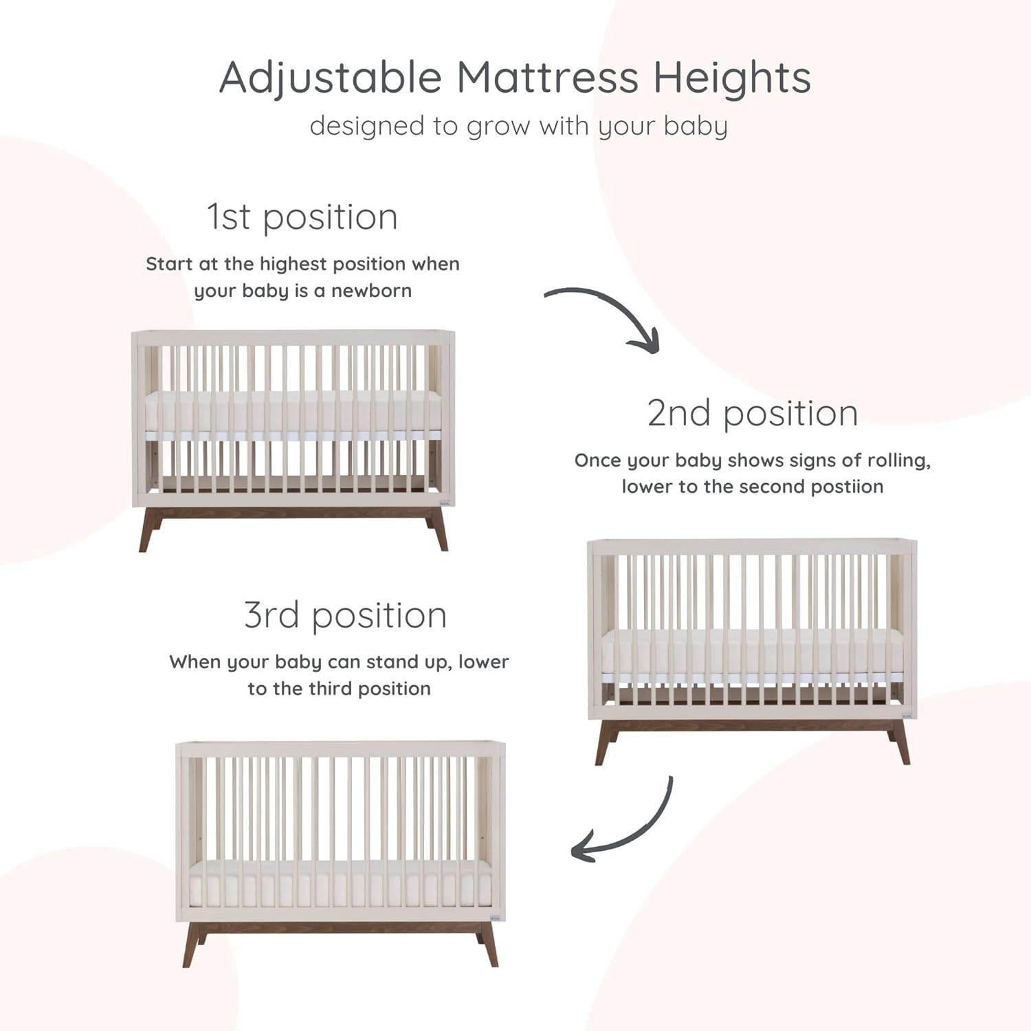 dadada Baby Soho 3-in-1 Convertible Wooden Crib to Toddler Bed - Made in Italy, GREENGUARD Gold Certified, Baby-Safe Finish, Handcrafted Beechwood, Modern Design, 3 Adjustable Heights (Almond Milk)