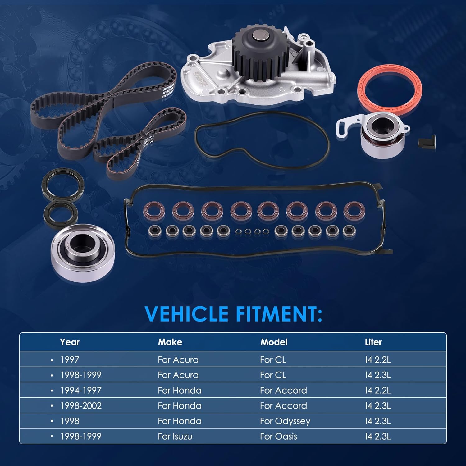 ECCPP Timing Belt Kit with Water Pump Compatible 1997 1998 1999 For Acura CL 1994 1995 1996 1997 1998 1999 2000 2001 2002 For Honda For Accord Odyssey 1998 1999 For Isuzu Oasis TCK244 19200-P0A-003
