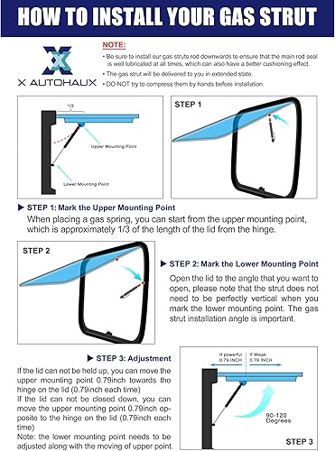 Miniatura 8 de X AUTOHAUX 2 piezas de 9 pulgadas y 11 libras soportes de elevación de gas resortes universales RV capó de coche trasero barra de apoyo hidráulico