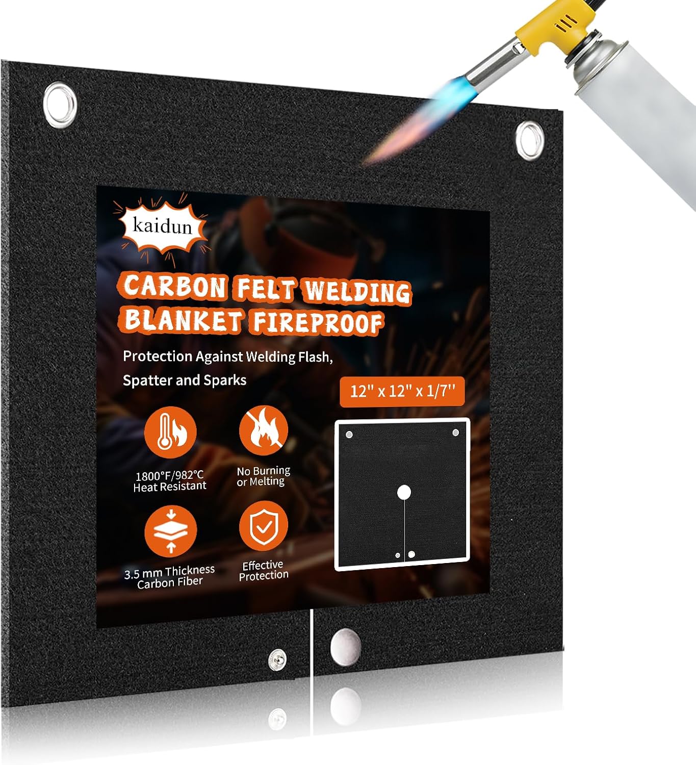 kaidun Welding Blanket Fireproof, 2 Pieces of 12'' x 12'' Opening Shape Heat Shield Mat for Plumbing Brazing Soldering Copper Pipe, Fire Flame Resistant Cloth Rag, Solder Plumbers HVAC Torch Protector