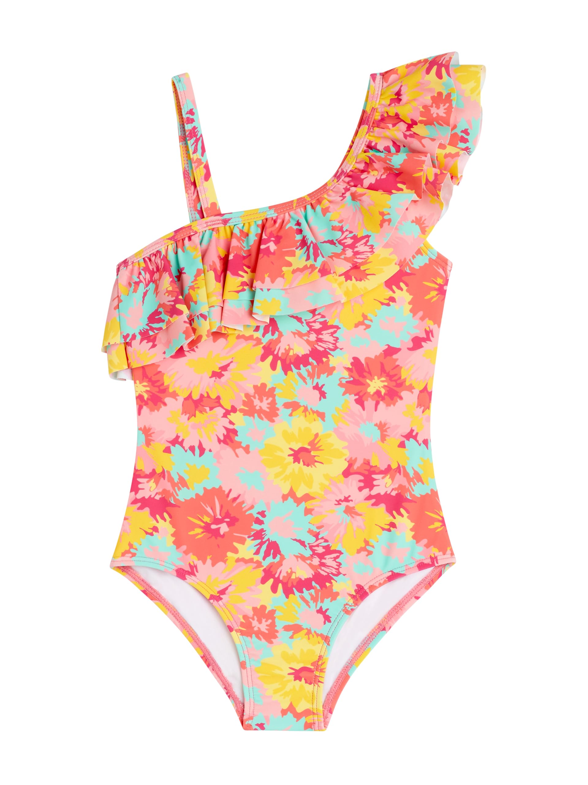 Kanu Surf Girls Morgan Floral Ruffle 1-Shoulder 1-Piece Swimsuit