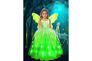 Soyoekbt Fairy Costume for Girls LED Green Fancy Fairy Outfit for Girls...