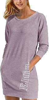 Sponsored You’re seeing this ad based on the product’s relevance to your search query.Learn more about this advertisement ELFIN Women's Sweatshirt Dress, Long-Sleeved Dresses, Sweatshirt Dress, Casual, Sporty Long Shirt Tops, Mini Dresses with Logo Print, Autumn