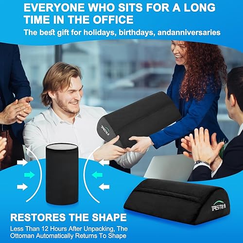 Miniatura 7 de TALSTILA Reposapiés para debajo del escritorio en el trabajo, reposapiés con bolsillos cálidos y de felpa, taburete ergonómico de espuma, reposapiés