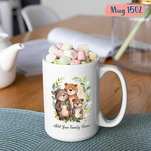 Miniatura 5 de Taza de la familia de osos, regalos personalizados para la familia de 4 tazas para papá, mamá, hijo, hija, familia personalizada de cuatro tazas con