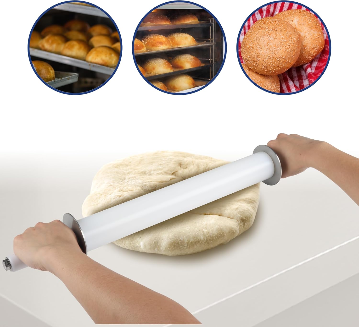 Prince Castle Rolling Pin, Polypropylene 1/2in - Precision Dough Thickness, Rolling Pins for Baking in Commercial Kitchens and Restaurants