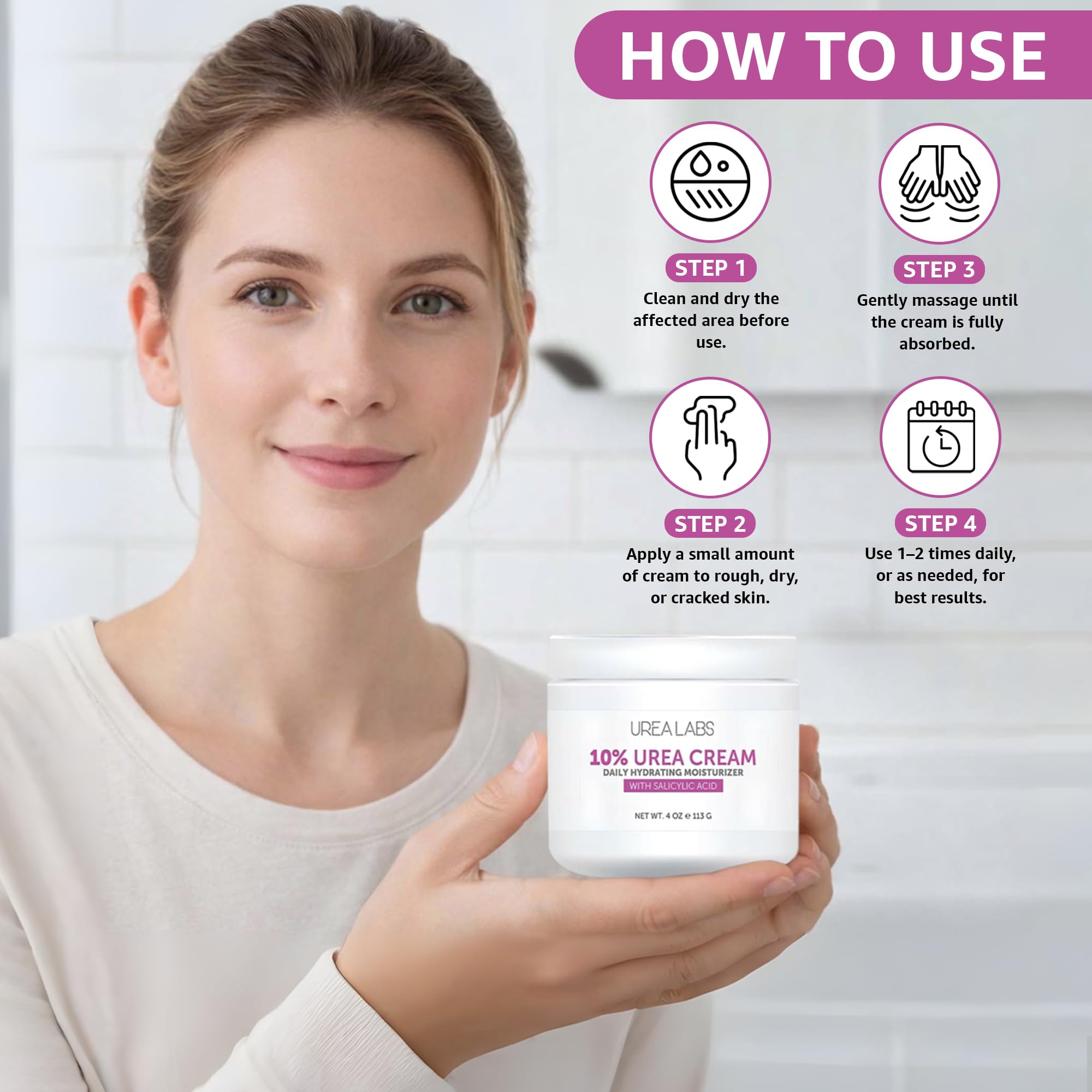 Harnstoffcreme 10% Trockene Haut Feuchtigkeitscreme mit Salicylsäure und Lavendelöl. Triple Action, Urea Healing, Hydrating und Therapeutische Creme für Handfuß und Körper. (Creme, 4oz) (Creme)