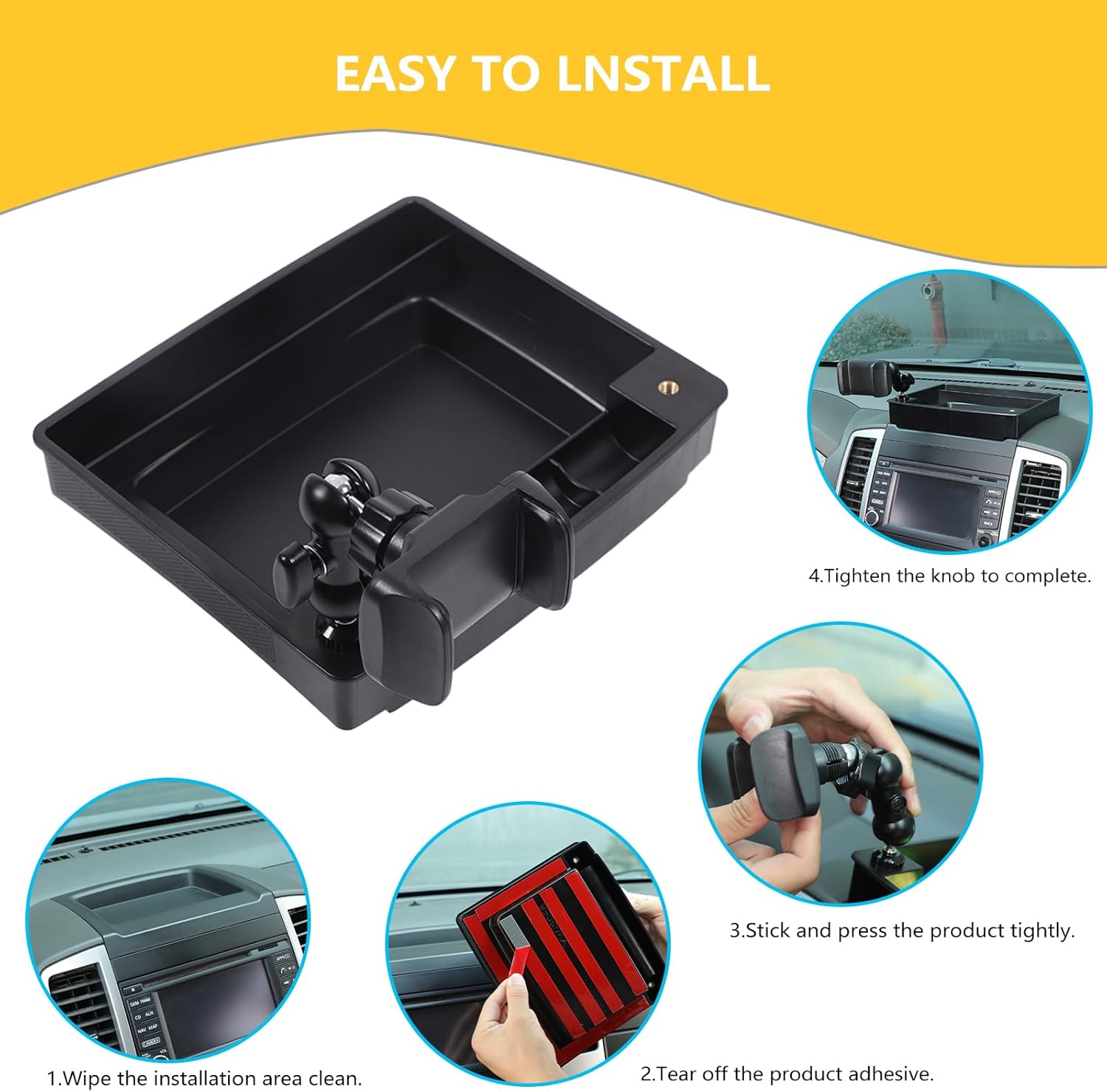 Car Dashboard Storage Tray Compatible with Nissan Frontier 2009-2017 ABS Dashboard Non-Slip Storage Organizer Tray with Phone Holder Mount Interior Accessories (Style B)