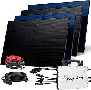 SUNNIVA® 2000W Balkonkraftwerk BIFAZIAL FULLBLACK komplett Steckdose HOYMILES 1500 Watt Wechselrichter, PV Solaranlage Komplettset, 4x 500W N-Type Glas-Glas Bifacial Solarmodule, 5m Kabel