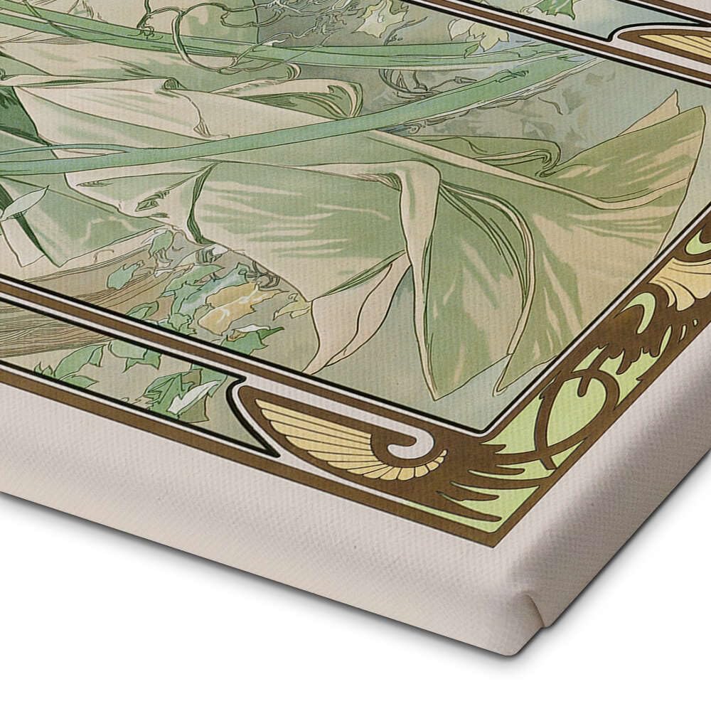 Posterlounge Le ore del giorno - Contemplazione della sera Stampa su tela | 40 x 100 cm di Alfons Mucha Quadri Decorazione per pareti