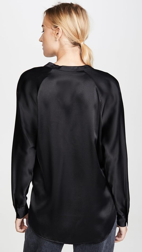 Vince Women's Band Collar Blouse, Black, X-Large by Vince - Used condition - Image 3