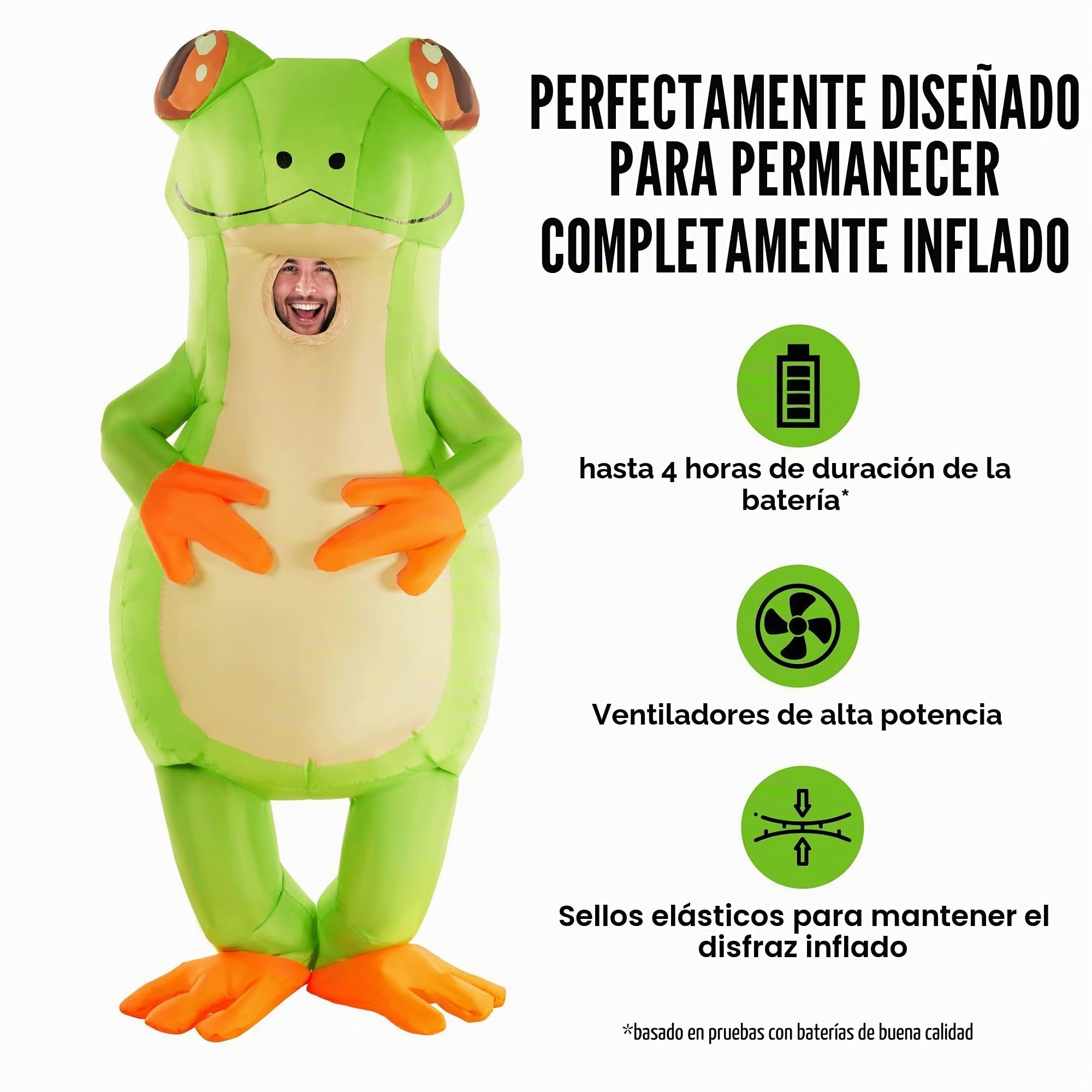 Morph Disfraz Rana Hinchable Adulto, Disfraz Halloween Adulto | Mono Hinchable, Ventilador & Caja de Pilas, Rana Gigante, Se Infla en Segundos, Perfecto para Halloween, Siempre un Éxito