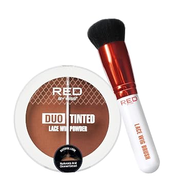 Red by Kiss Lace Wig Brush Tinted Powder Set Matte Finish, Oil Control, Lightweight, Long-Lasting, Mix & Match Shade Duo