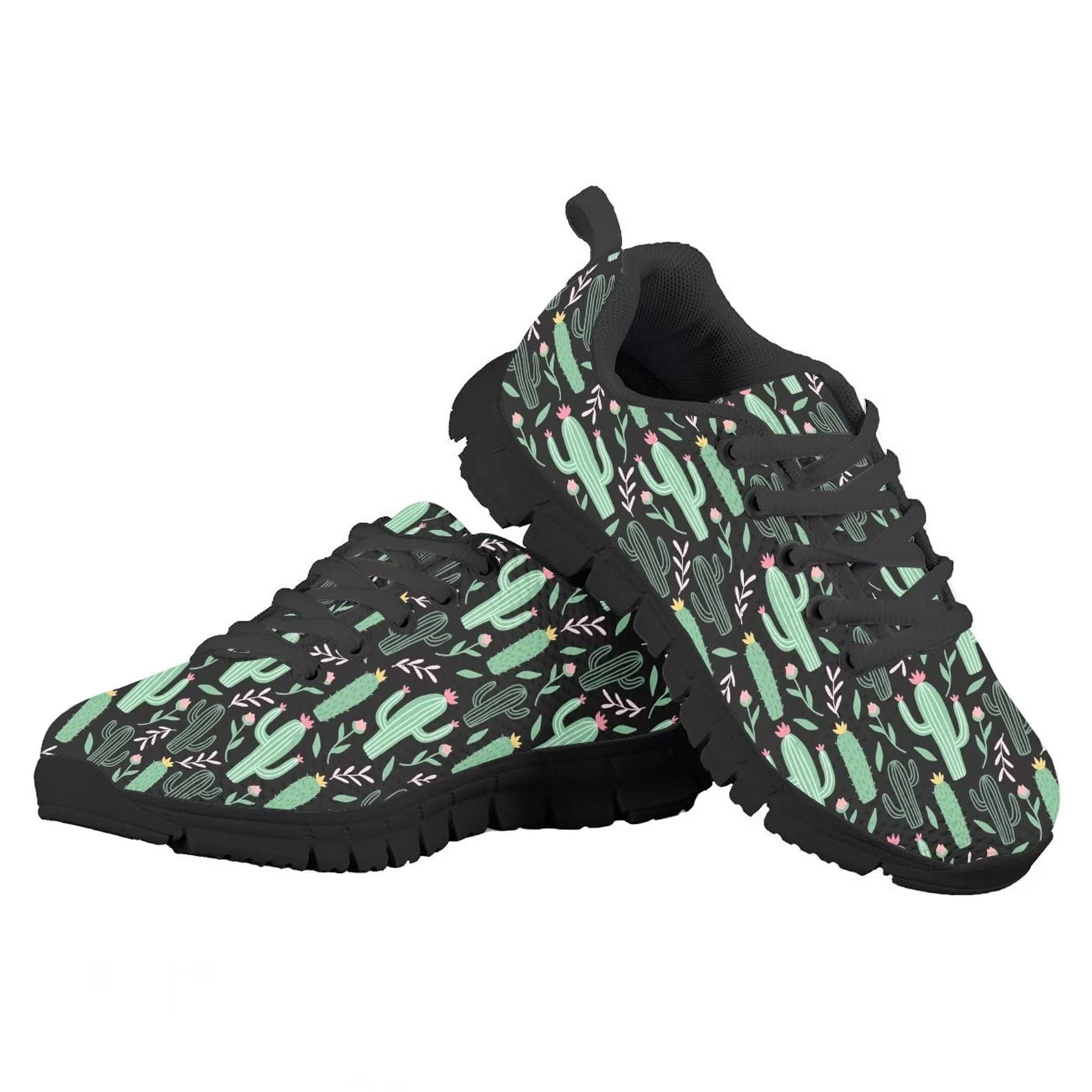 Zapatillas deportivas ligeras con cordones para correr y senderismo para niños y niñas, Cactus tropicales, 36 EU