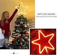 Vista 8 de KOUPA Decoración para árbol de Navidad de 14.5 pulgadas, estrella grande de 5 puntos con luces LED blancas cálidas para adornos de Navidad