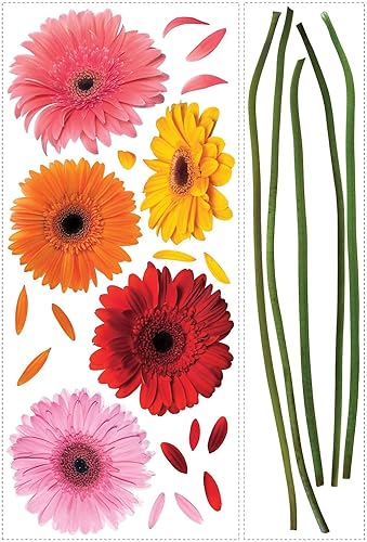 RoomMates RMK1279GM Gerber Daisies - Calcomanías de pared para despegar y pegar
