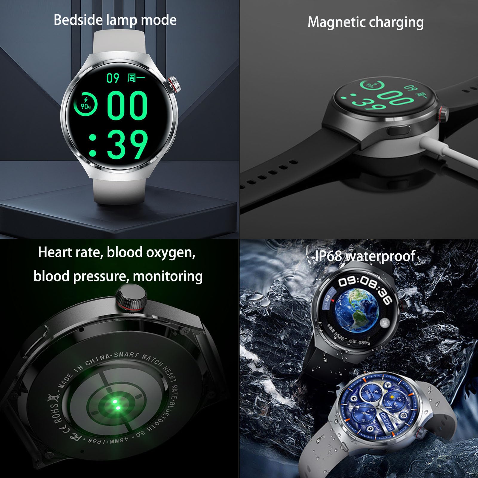 Reloj Inteligente, Pantalla Grande HD De 1,6", con Rastreador De Actividad Física, Llamadas Bluetooth, Monitoreo De Salud, Control De Acceso NFC, Smartwatch Deportivo Resistente Al Agua IP67,D