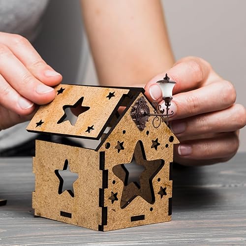 Miniatura 5 de Housoutil 4pcs mini lámpara de pared modelo luminoso micro paisaje decoración para mini casa arena mesa DIY materiales bronce cálido amarillo luz