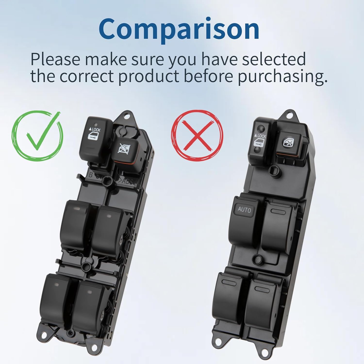 Front Left Driver Side Master Power Window Switch Door Lock Control Button Compatible with Toyota Highlander 2001-2007, Replaces 84040-48120