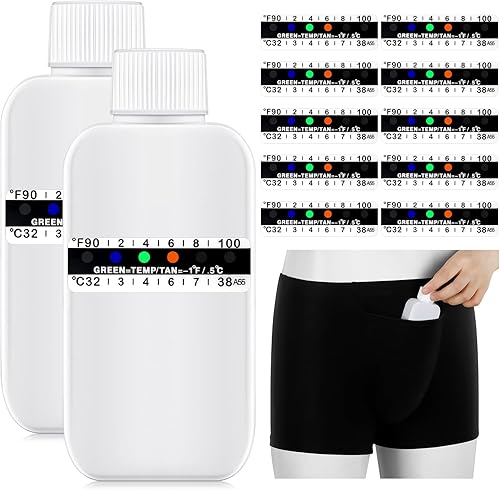 Jiuguva El kit completo de prueba de orina de 13 piezas incluye 1 bolsillo con forro, 2 botellas portátiles vacías de temperatura de orina, 10 tiras