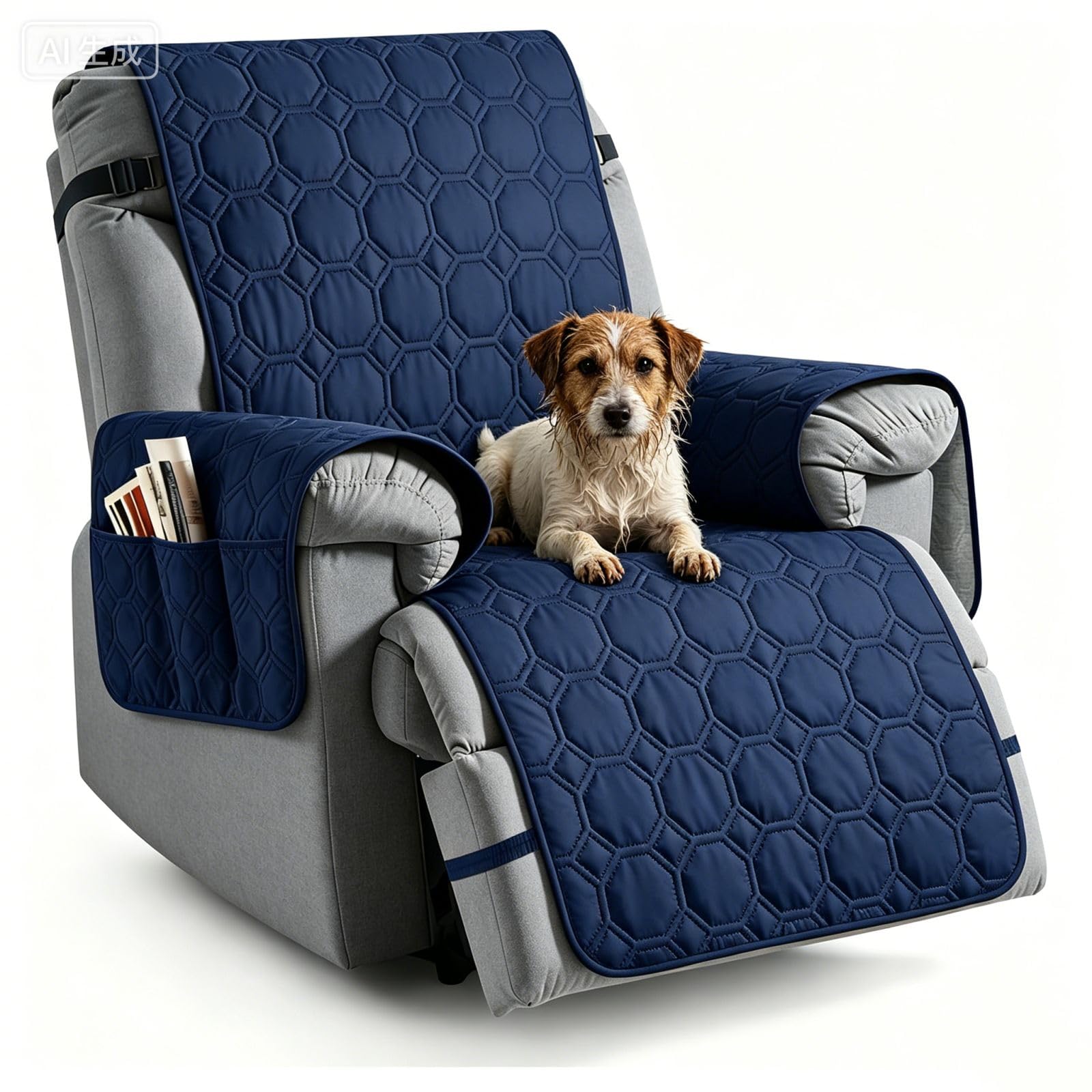 aolceth 100% Waterproof Recliner Chair Covers with Pockets, Non-Slip Armchair Covers for Recliner Chair Washable Chair Cover, Recliner Couch Slipcover Furniture Protector for Kids, Dogs, Pets