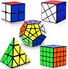 Coolzon 5 Pack Speed Magic Cubes, Magic Speed Cube Set 2x2 4x4 Fenghuolun Pyraminx Pyramid Megaminx Fenghuolun Puzzle Cube Toy for Children & Adults 8 Years & Up