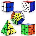 Speed Cube Set, Puzzle Cube, Magic Cube 2x2 4x4 Pyraminx Pyramid Megaminx Fenghuolun Puzzle Cube Toy Gift for Children Adults, Pack of 5