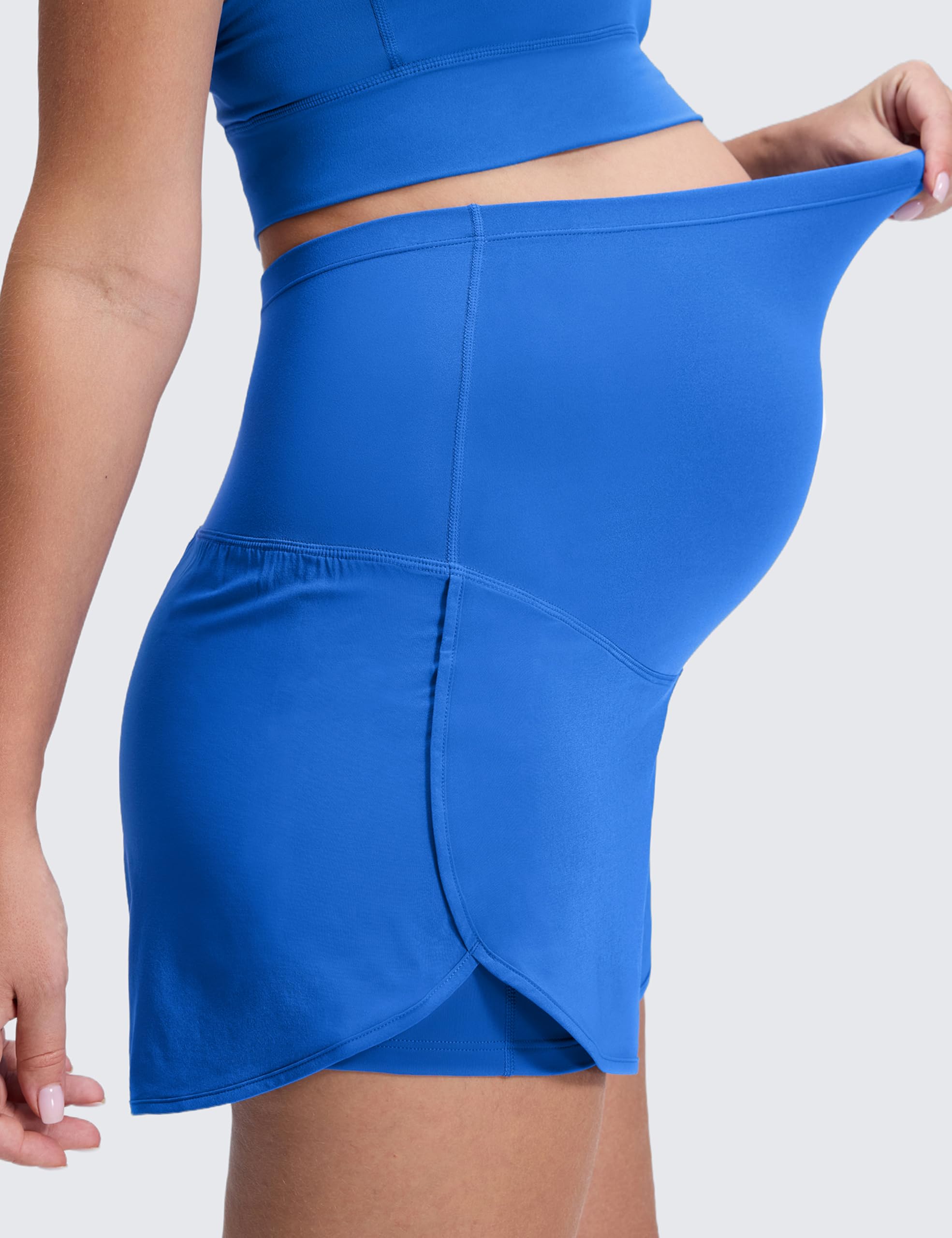 CRZ YOGA Mujeres 2 en 1 Maternidad Entrenamiento Pantalones Cortos sobre Belly Dividir 7.6 cm