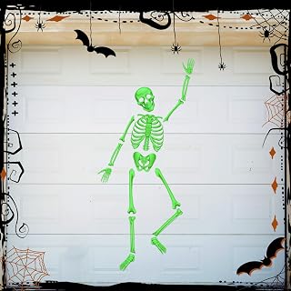 Konohan Halloween Skeleton Garage Door Magnets,Fluorescent Green | 57" Magnetic Skeleton Sticker Large DIY Garage Decor Magnets Reusable Refrigerator Waterproof Sticker for Halloween Decor