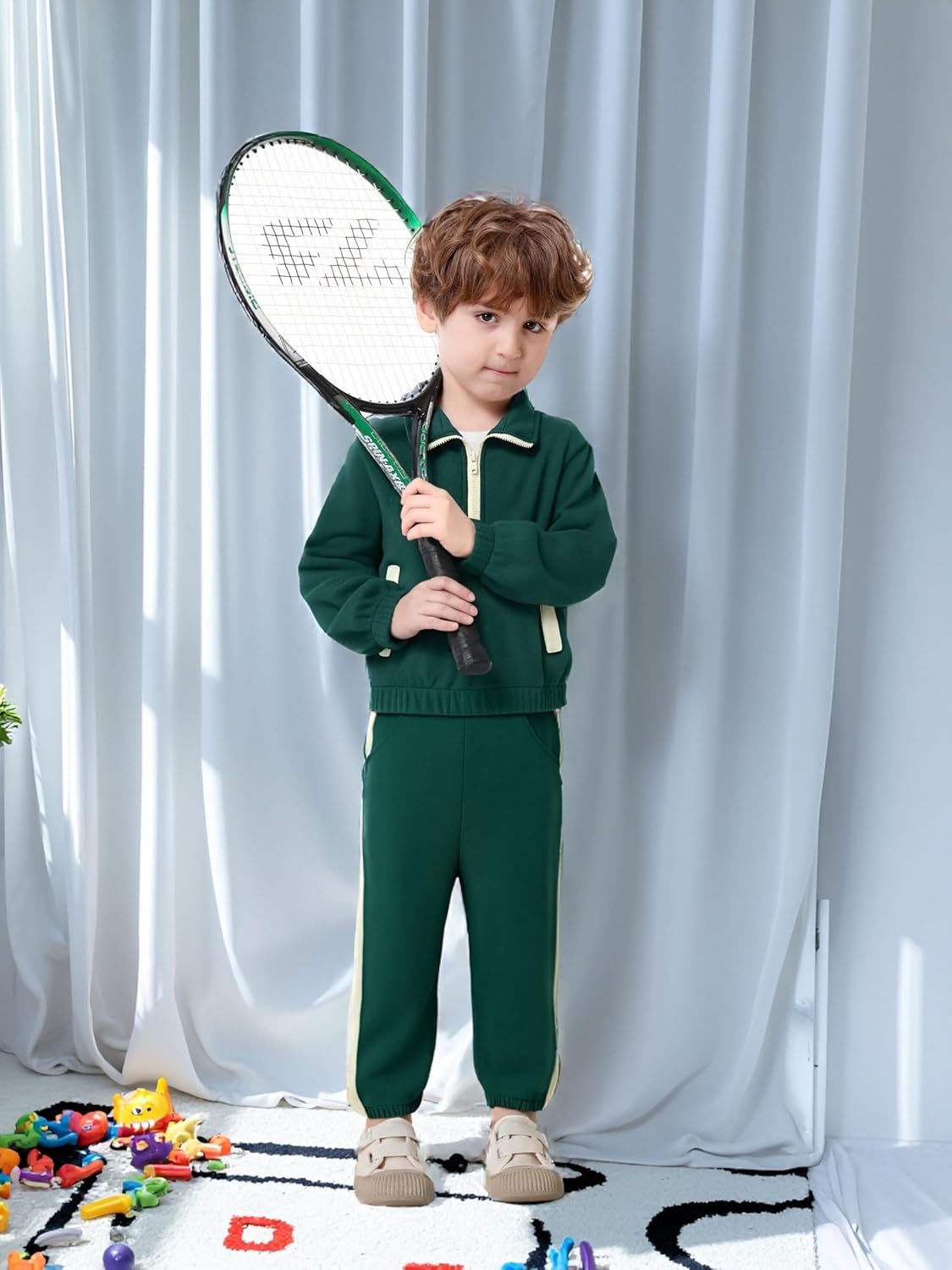 Coco&RARA Toddler Baby Boy Clothes Fleece Feel Long Sleeve Sweatshirt+Pants Fall Winter Outfits 2pcs Sweatsuit Set 1-5T - Image 2