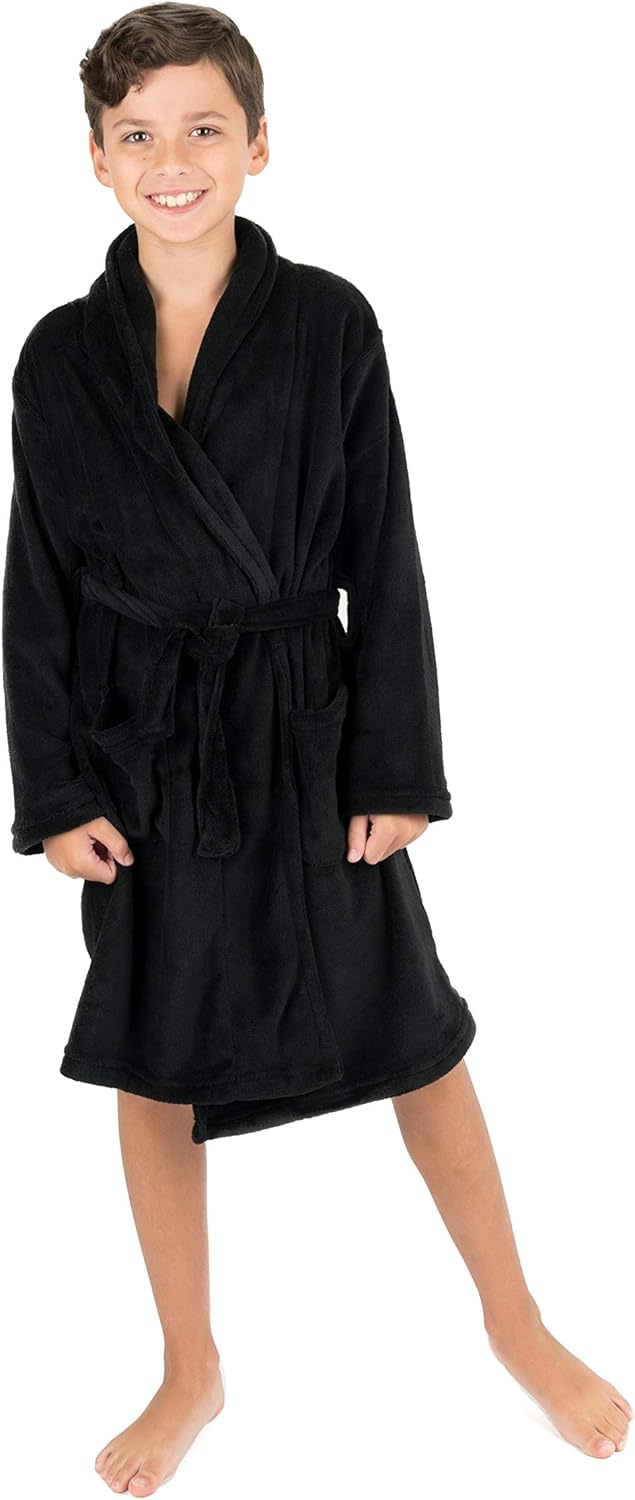 Leveret Kids Robe Boys Girls Bathrobe Shawl Collar Fleece Sleep Robe Size 4-14 Years