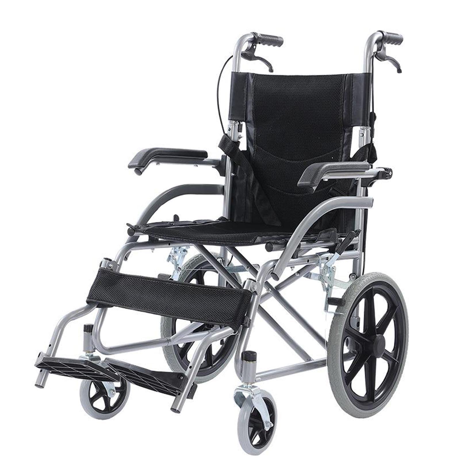 SXSLTSA Wheelchair with Brake for Elderly and Disabled, 16 inch Wheels, Folding footrest, seat 45cm - Yellow Color