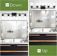 Vista 5 de BesLowe 31" 5-Light Bathroom Light Fixture, Modern Black Bathroom Vanity Light, Bathroom Lighting Fixtures Over Mirror, Matte Black Wall Socnce