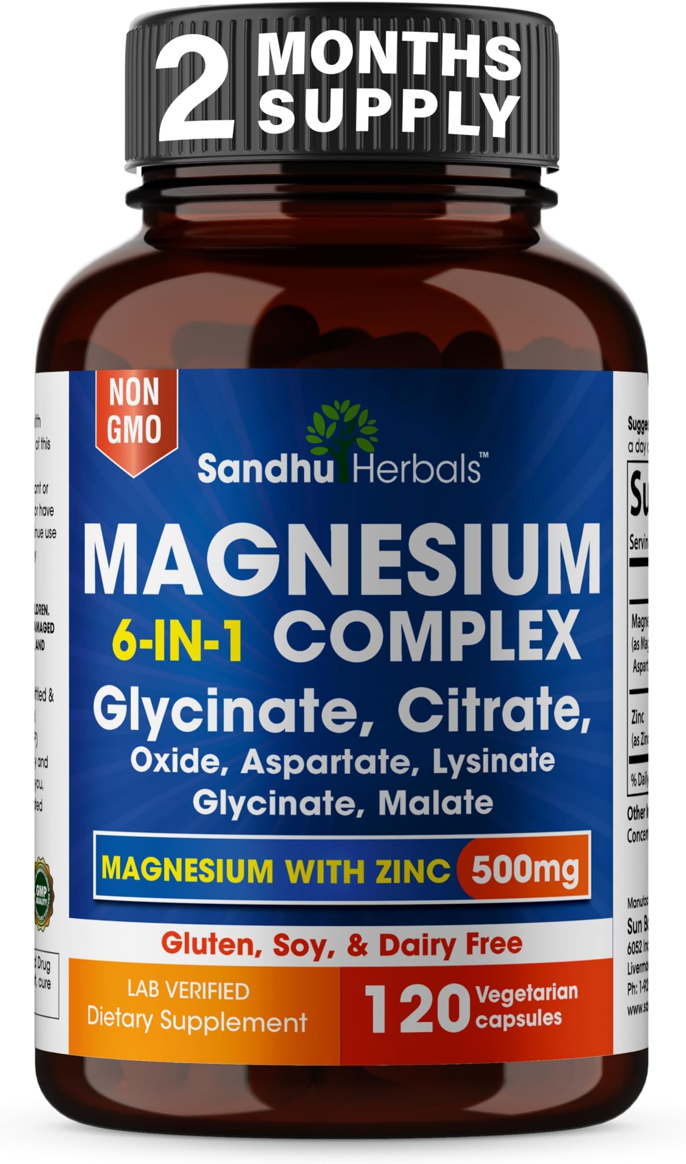 Sandhu Herbals Magnesium 6in1 Complex 500mg with