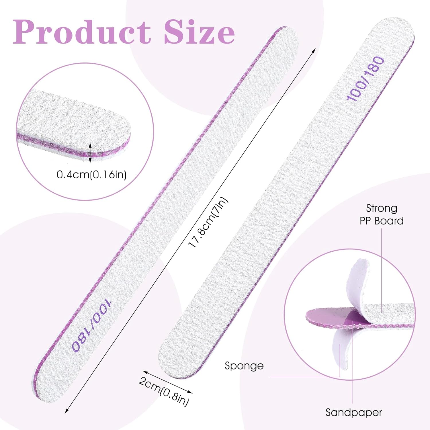 200 Pcs Nail Files 100/180 Grit Double Sides Emery Boards Reusable Nail Files for Acrylic Nails Professional Manicure Tools for Natural Nails Acrylic Nails Home and Salon Supplies (Oval)