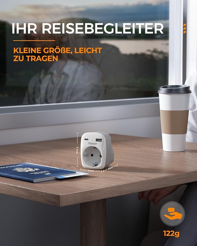 TESSAN 2 db Utazási Adapter UK Anglia Németország Csatlakozó 2 USB Aljzat