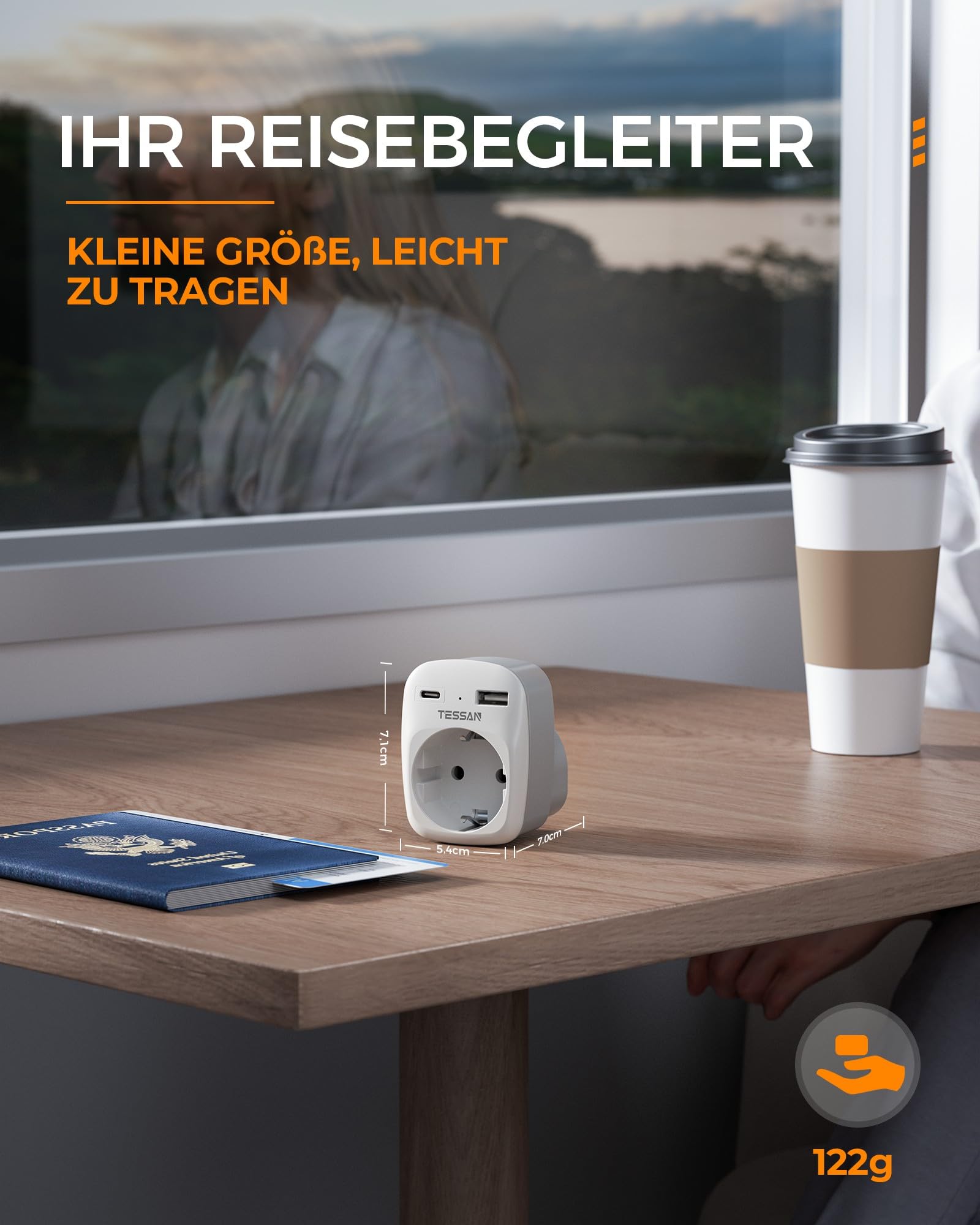 TESSAN 2 pak adapter podróżny UK adapter Anglia Niemcy wtyczka z 2 portami USB, adapter do gniazdka, wtyczka podróżna, adapter prądu do Irlandii Wielkiej Brytanii ładowarka ścienna, adapter gniazda | Adapter gniazda z USB C i USB A, 3250 W UK Adapter do I