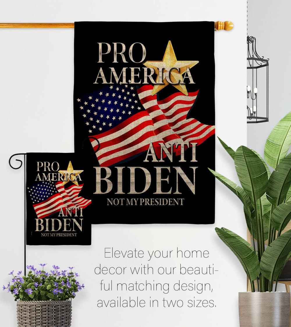 Pro America Anti Biden Burlap Garden House Flag-Set Americana Political President Democrat Republican Tea Party United State American Election Banner Small Yard Gift Double-Sided, Made In USA