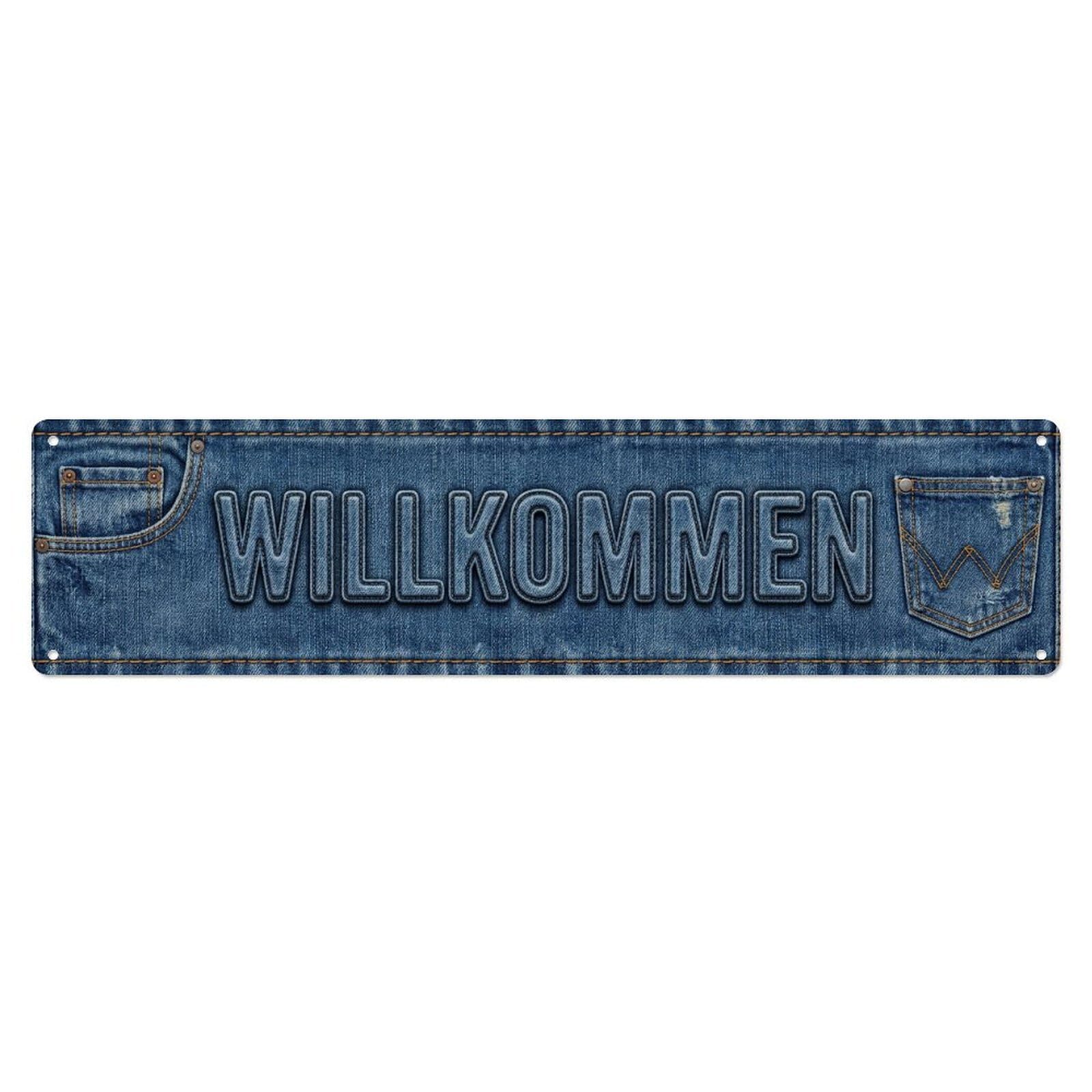 Denim Jeans Fabric Casual Welcome Metal Tin Sign