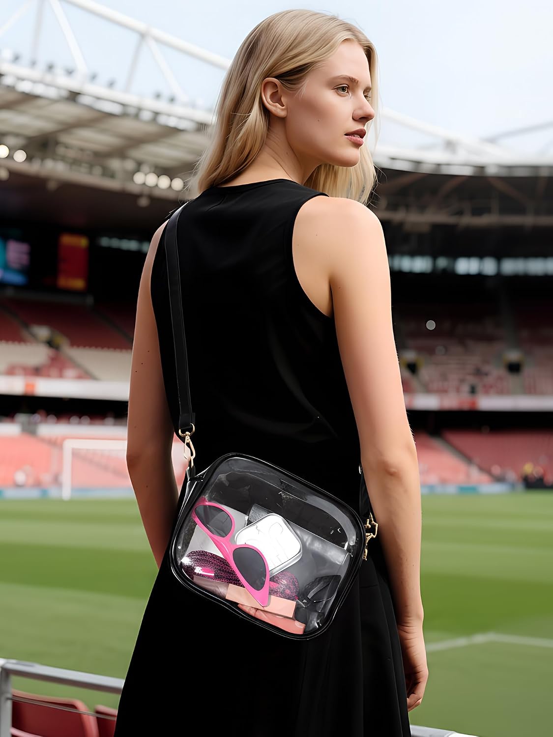 Amylove Clear Purse Stadium Approved Bag Small Crossbody Bag with Purse for Men Women for Concerts Sports Events