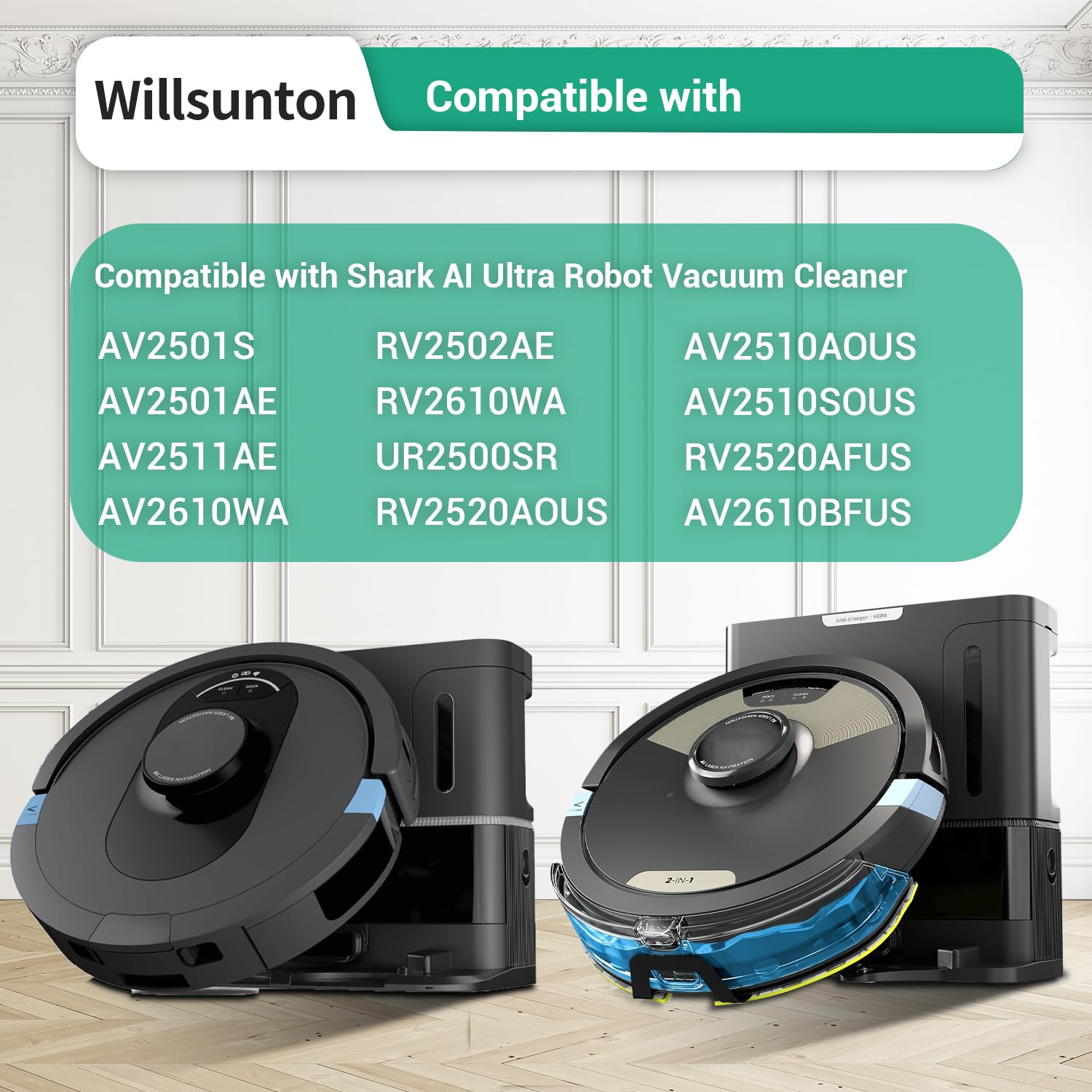 8 Filtri H13 + Spazzola Per Robot Aspirapolvere Shark AI – Compatibile Con AV2501AE, RV2502AE, AV2610WA, AV2511AE E Altri