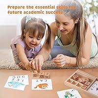 Vista 6 de Coogam Juegos de ortografía, juguete de letras a juego de madera con tarjetas flash, palabras Montessori ABC alfabeto, aprendizaje educativo