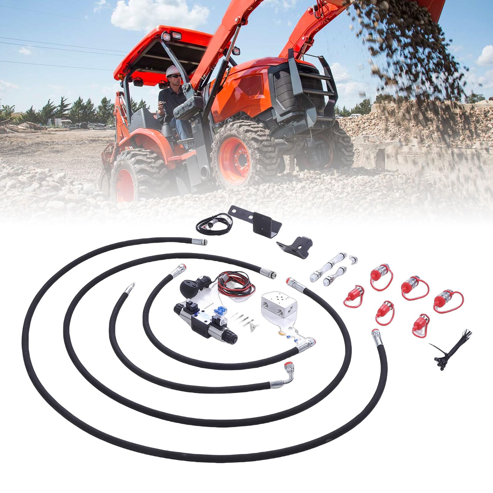 Tnfeeon Kit Valvola Terza Funzione di Controllo Idraulico per Trattori L4600 L4701 con 12V Portata 3000 PSI 15 GPM Facile Installazione per Attrezzature Agricole per Agricoltori