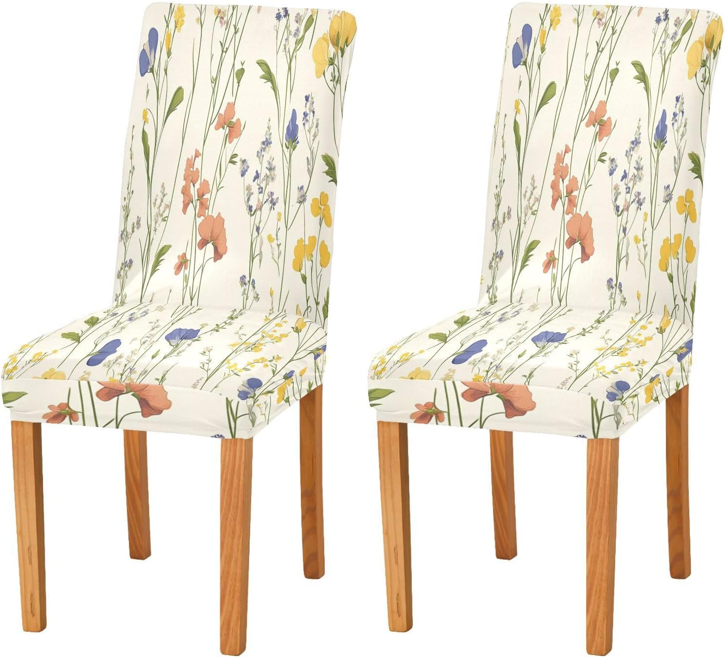 ALAZA Chair Covers for Dining Room, Floral Daisies Cute Wildflowers Stretch Chair Cover Sets Chair Protector Removable Washable for Ktichen Restaurant Hotel