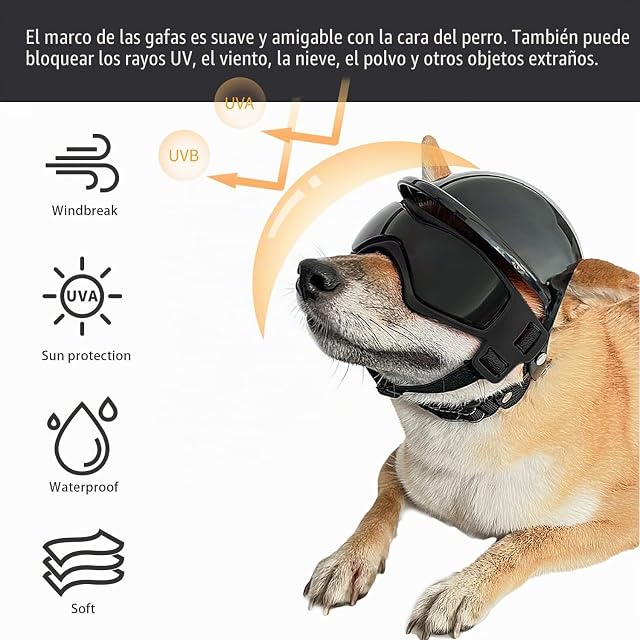 Foto 5 de 6 de Gafas de sol para mascotas - Protección UV, diadema elástica ajustable (tamaño pequeño)