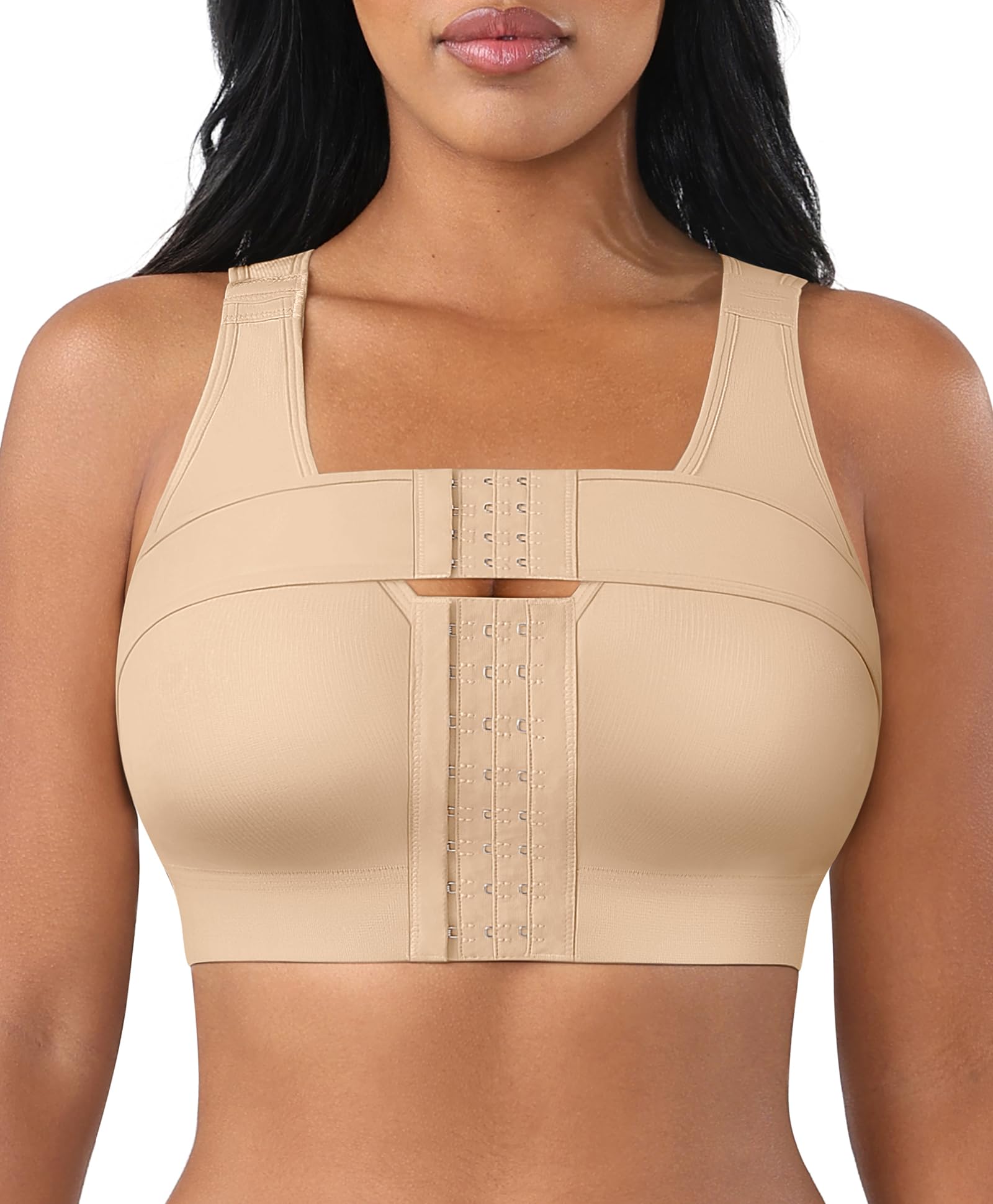 Surgical Bra Compression Bras for Women Post Surgery Front Closure Bra with Breast Support Band-image-19