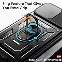 TheGiftKart Tough Armor Bumper Back Cover Case for Mi Redmi Note 11 Pro/Pro Plus 5G | Kickstand & Ring Holder | 360 Degree Protection Back Cover Case (PC & TPU, Sliding Camera Cover, Black) gallery image